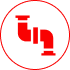 Plumbing symbol in red circle
